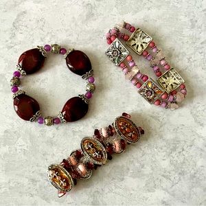Burgundy Rose Stretch Bracelet Collection
